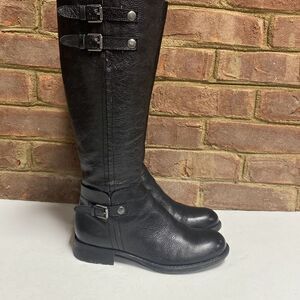 Franco Sarto L-Pacer Black Leather Riding Boots Size 6.5